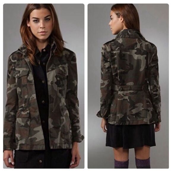 Rag & Bone Leigh Camo Military Jacket  Pleated Back Sz 2 Women’s - Picture 1 of 10